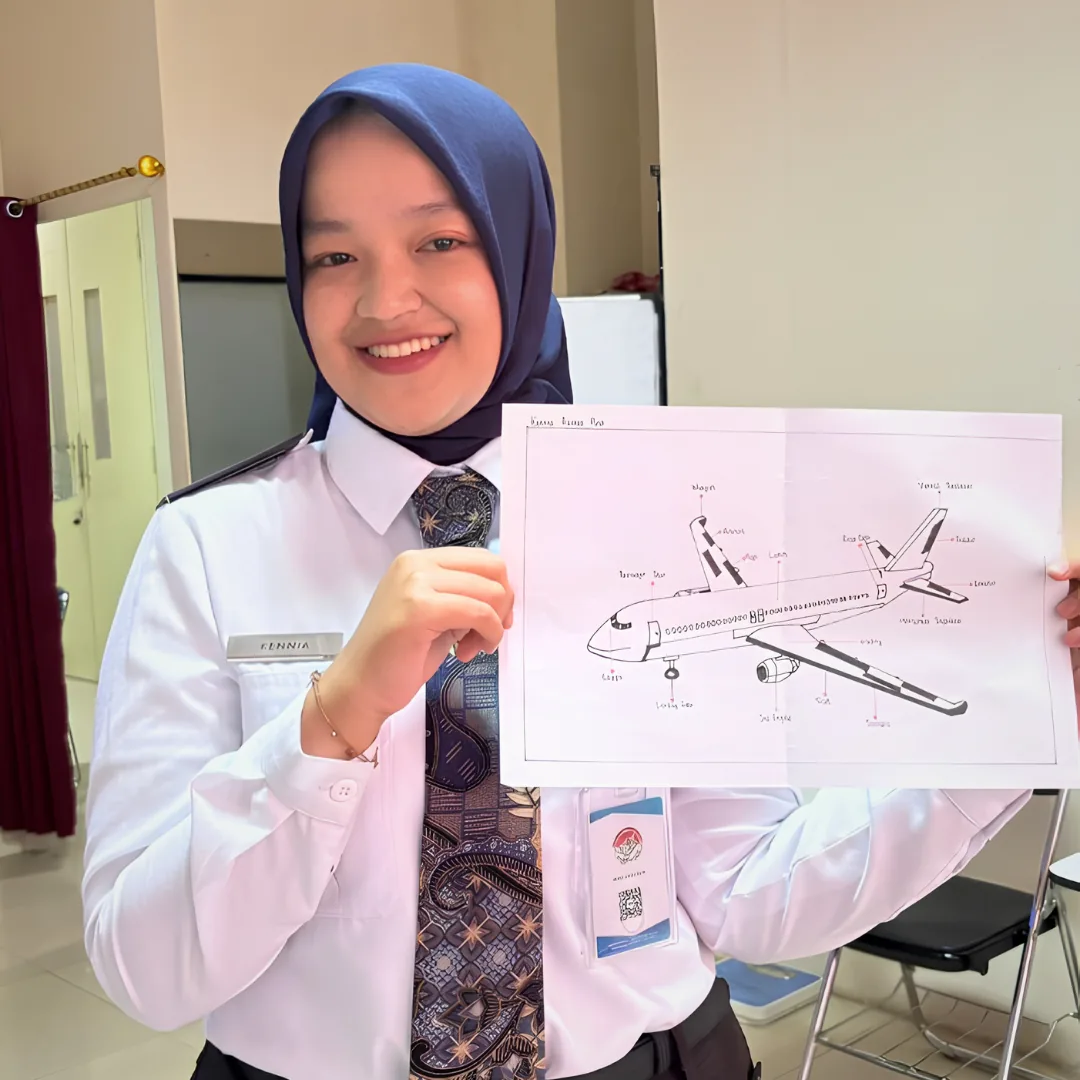 Peserta mempelajari bagian-bagian pesawat